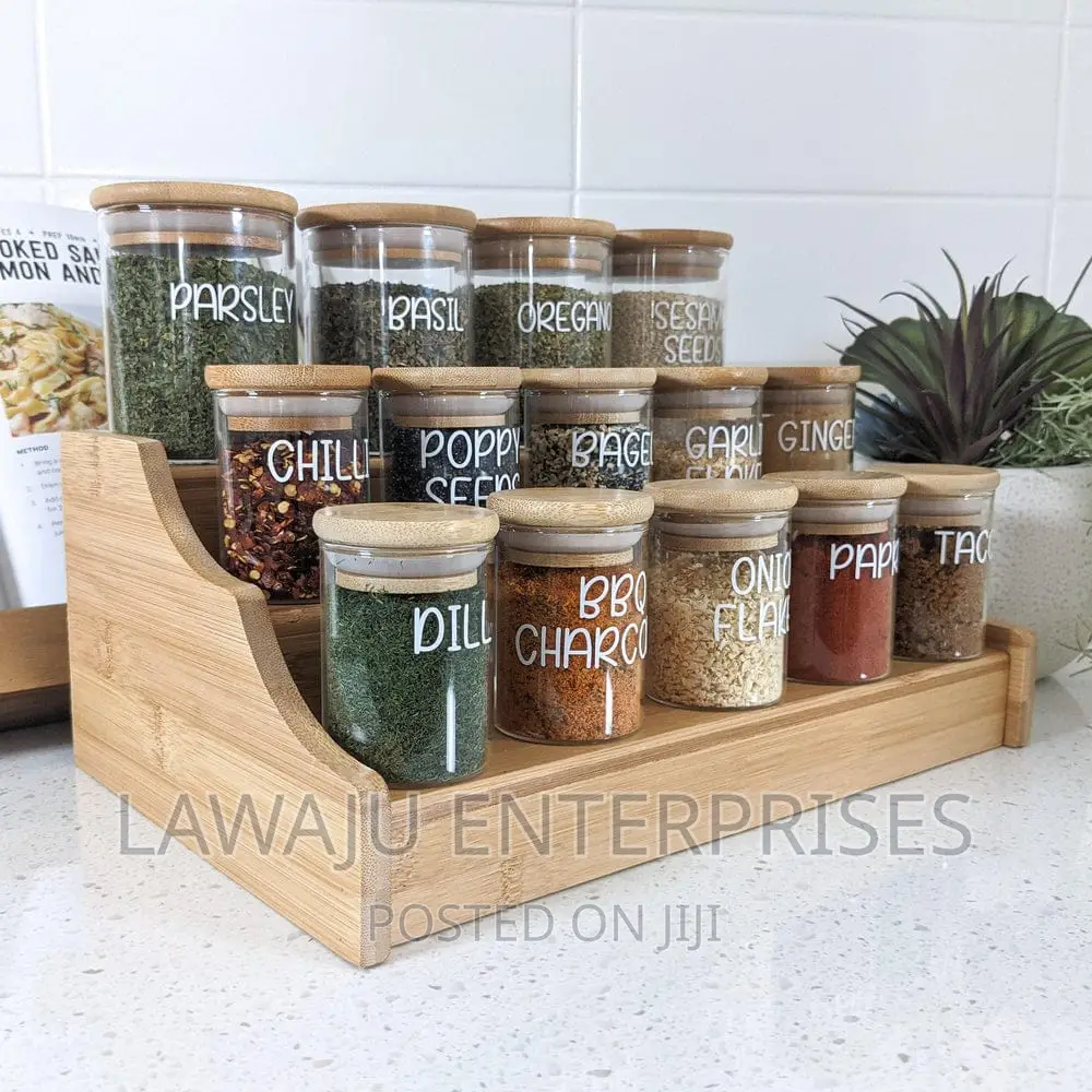 15pcs Spice Jars With Bamboo Stand