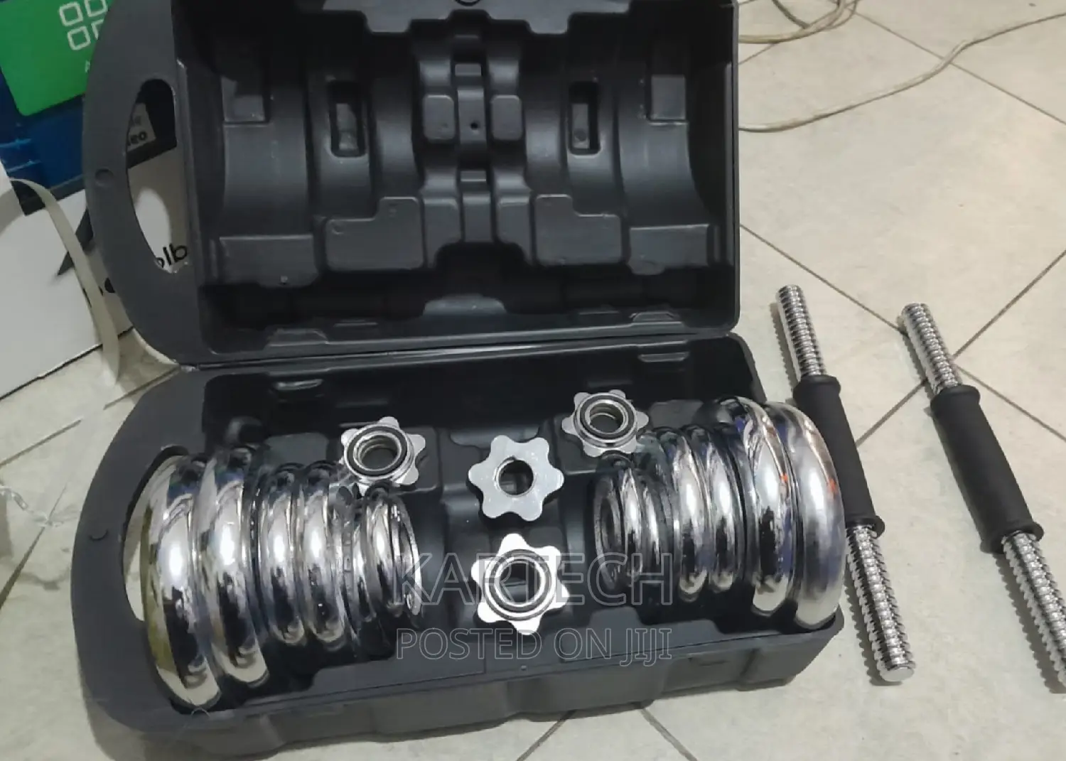Dumbbells Adjustable Chrome Cast 20kgs Set