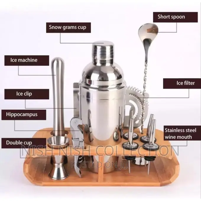  *12pcs Stainless Steel Cocktail Shaker Set (750ml)