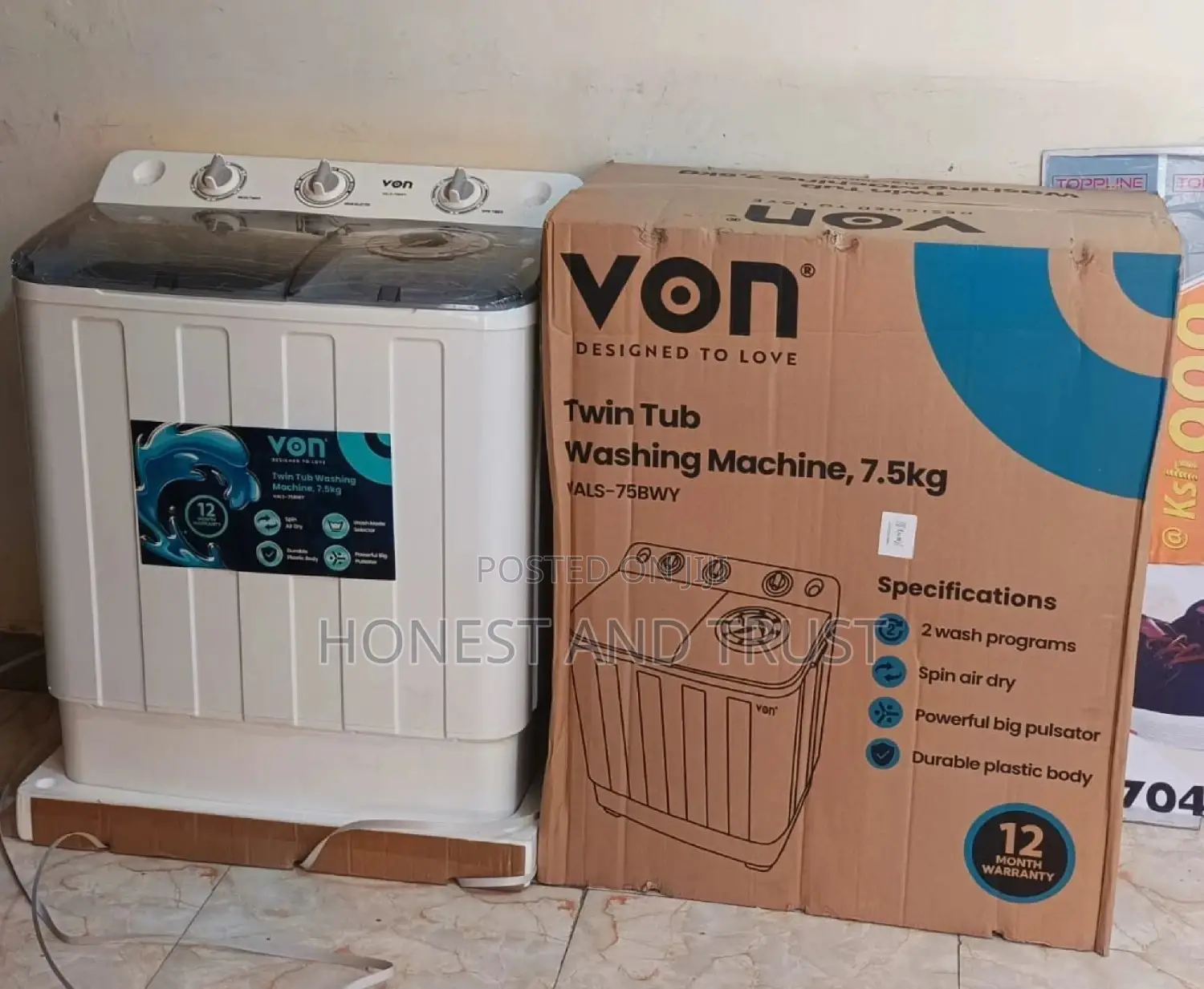 7.5kg Von Washing Machine