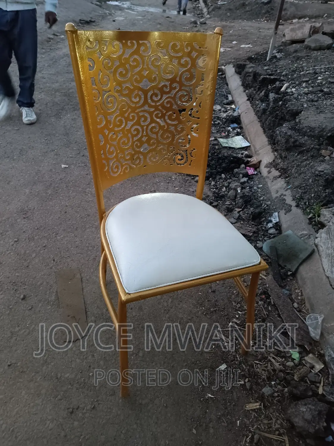 Restaurant Chair, Powder Coated Metallic Gold.