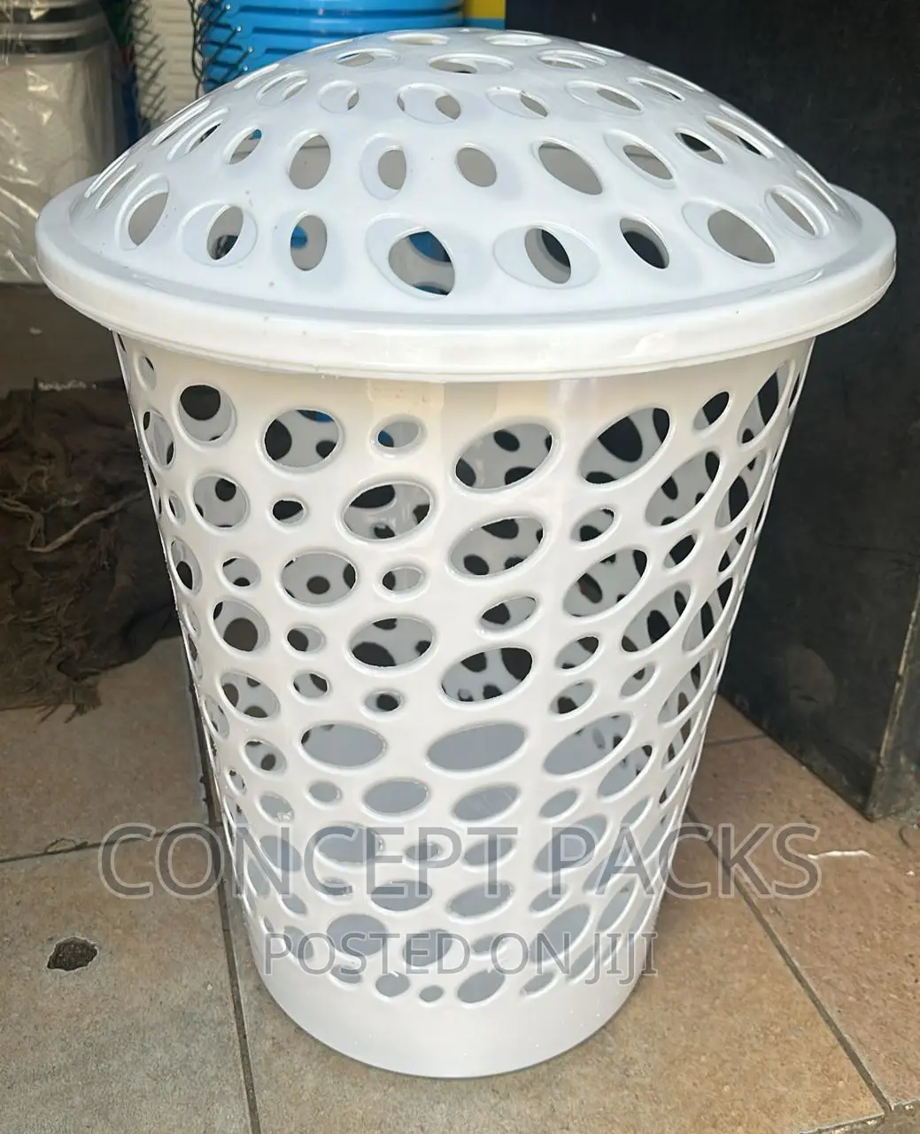 White Tall Laundry Basket