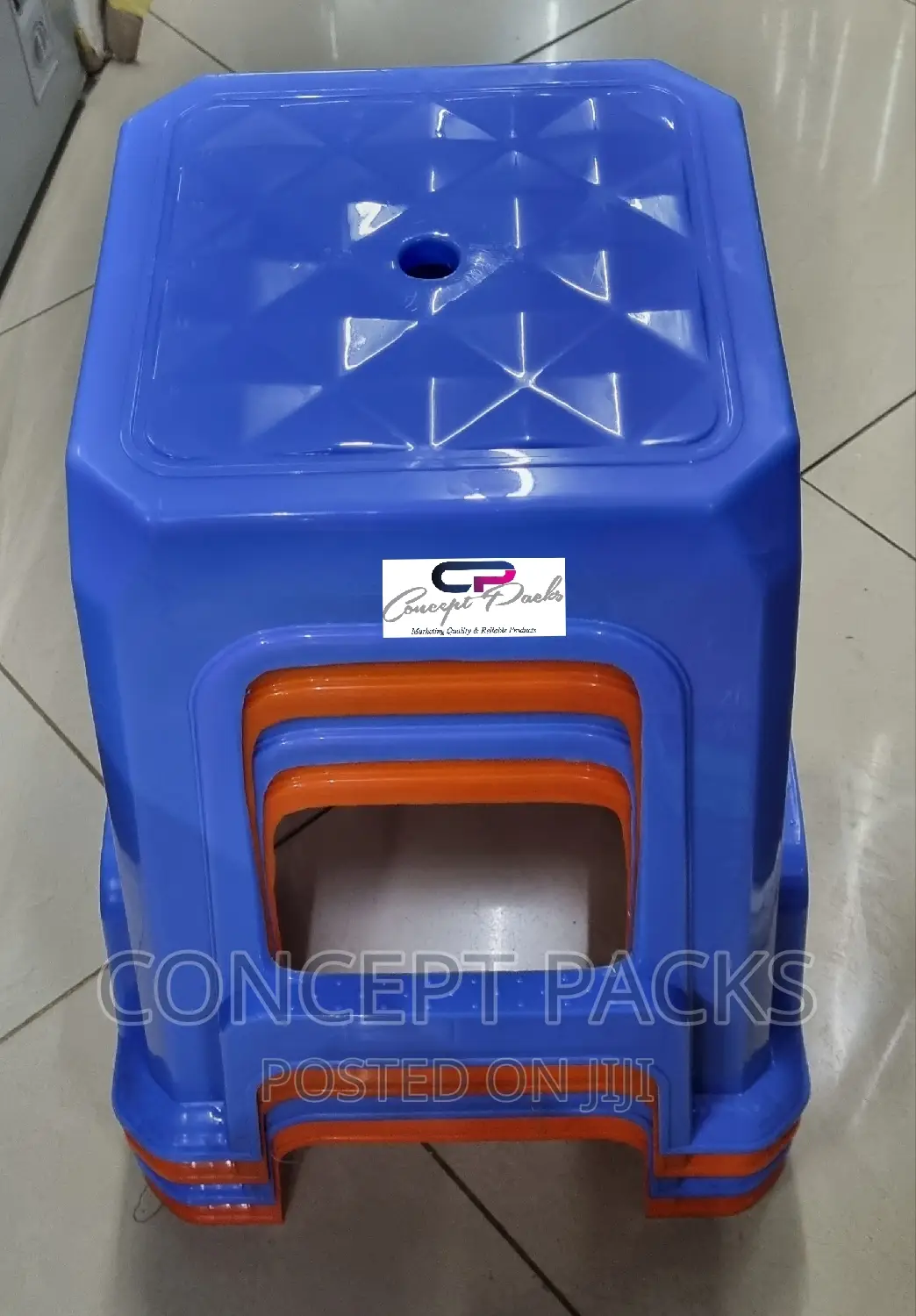 Blue Complast Stool.
