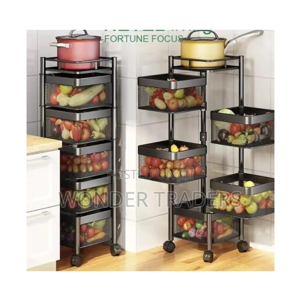 Square/Round Fruit/Kitchen Storage Rack With Wheel*