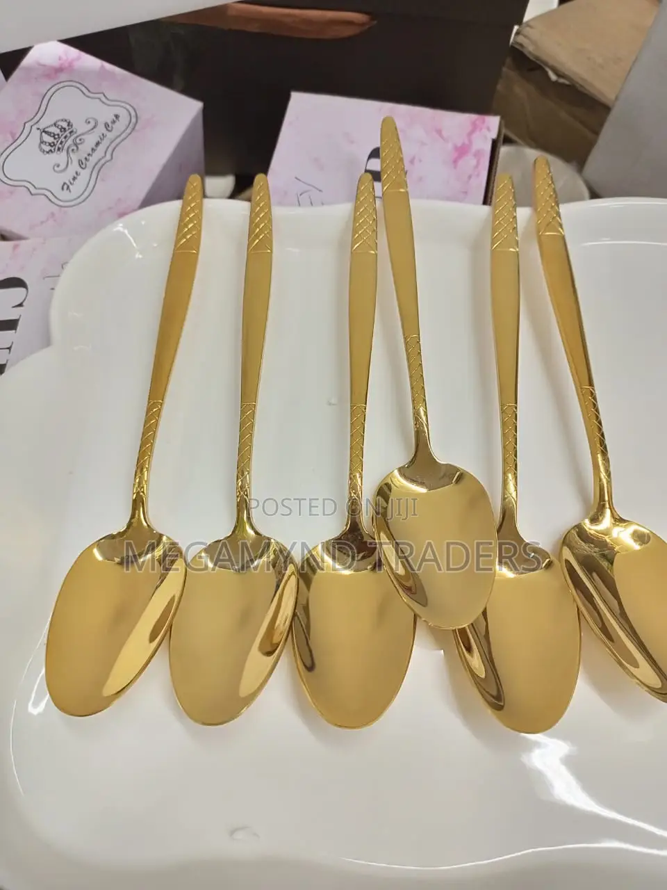 6pc Dinner Spoons/Golden Long Spoon