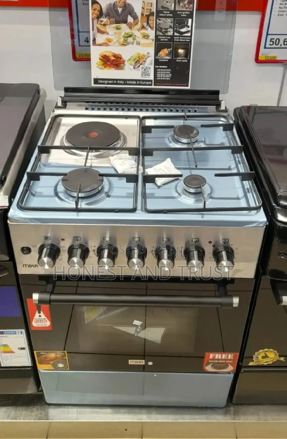 Mika Standing Cooker 60*60cmwith 3gas Burners Electric Plate