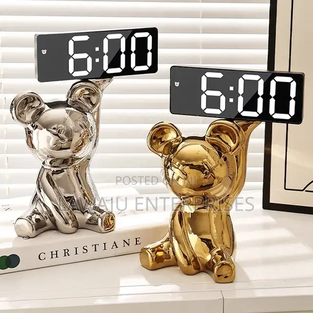 Personality Bear Sculpture With Digital Clock