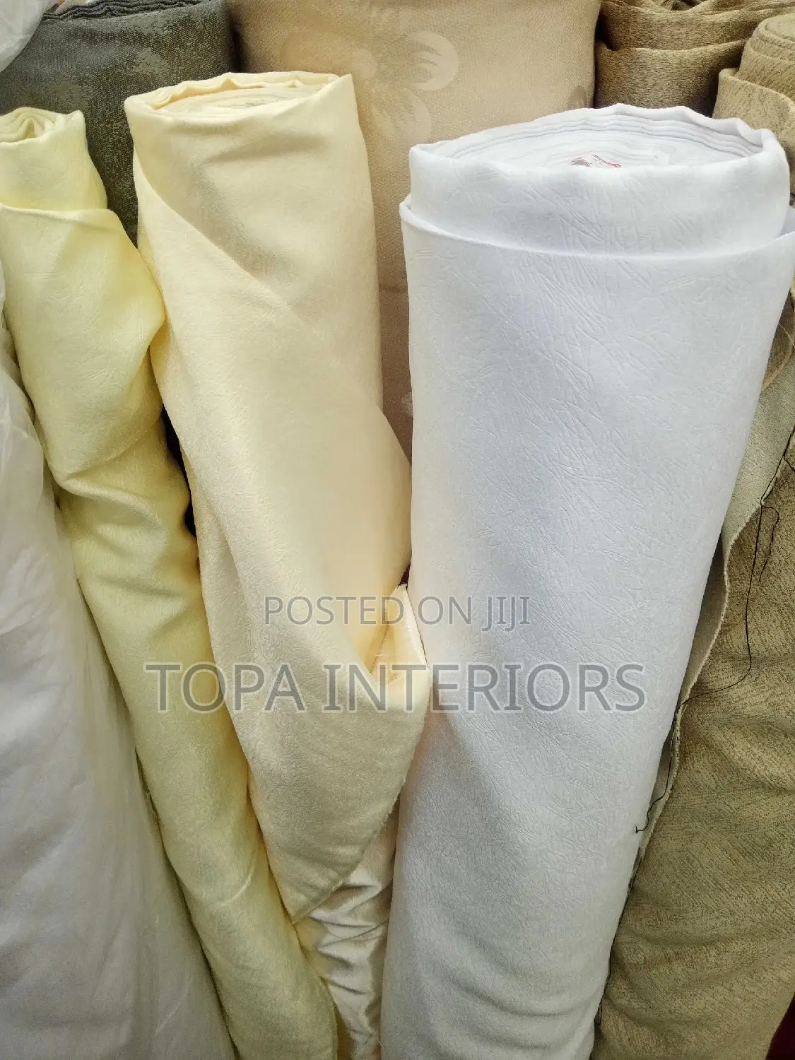 Cream and White Curtain Materials for Sale