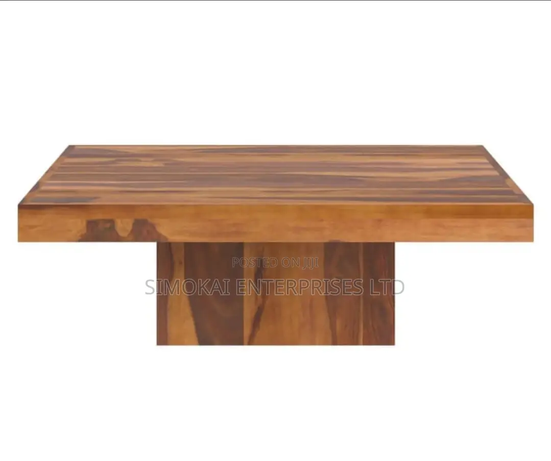 Solid Rustic Wood Large Square Coffee Table With Pedestal