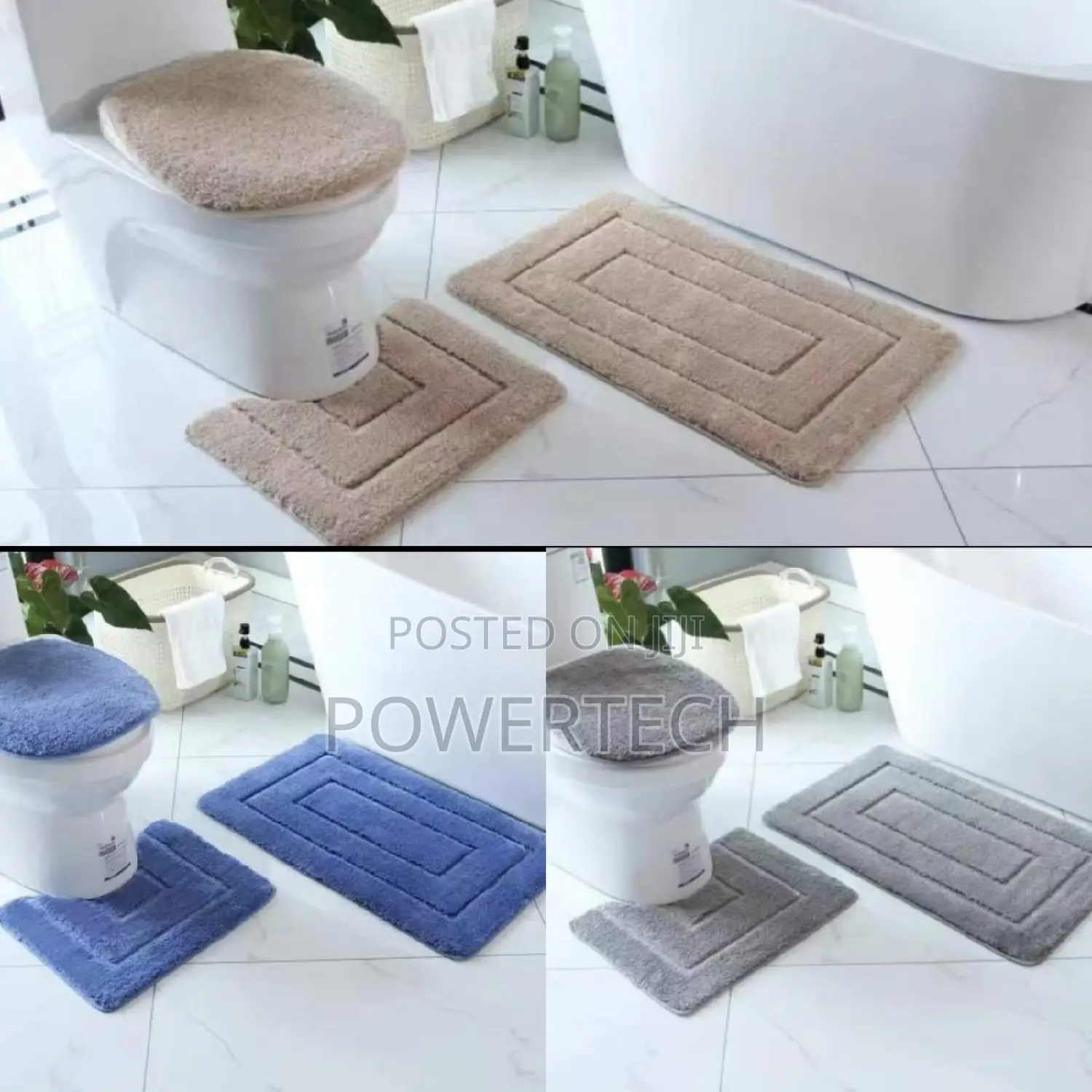 3 Piece Thickened Bathroom Toilet Mat Nonslip Absorbent