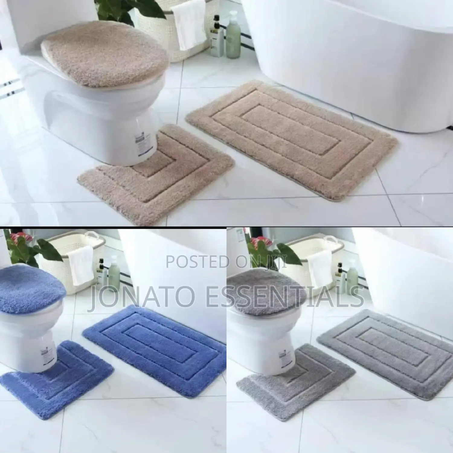 3 Piece Super Absorbent Bathroom Toilet Mat