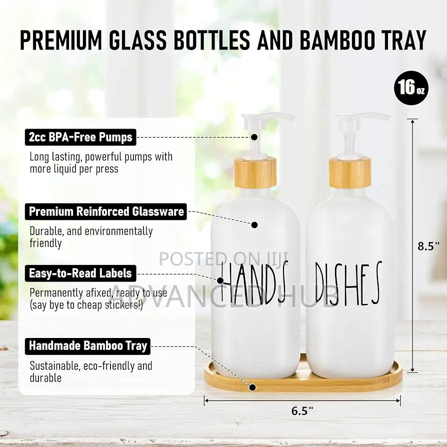 3 In1 -Hands,Dishes - Soap,Lotion Refillable Ceramic Set