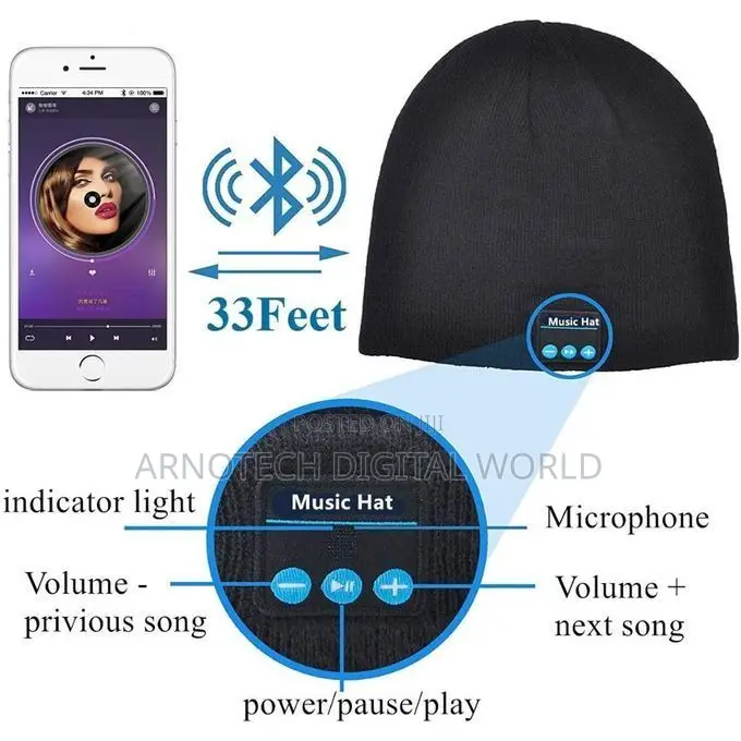 Bluetooth V5.0 Beanie Hats,Hand Free Wireless Headphone