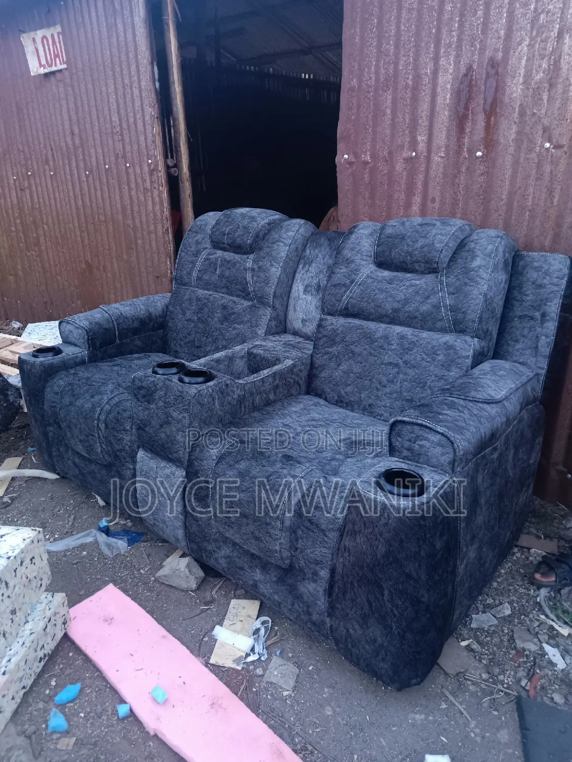Semi Recliner 2 Seater, Grey 