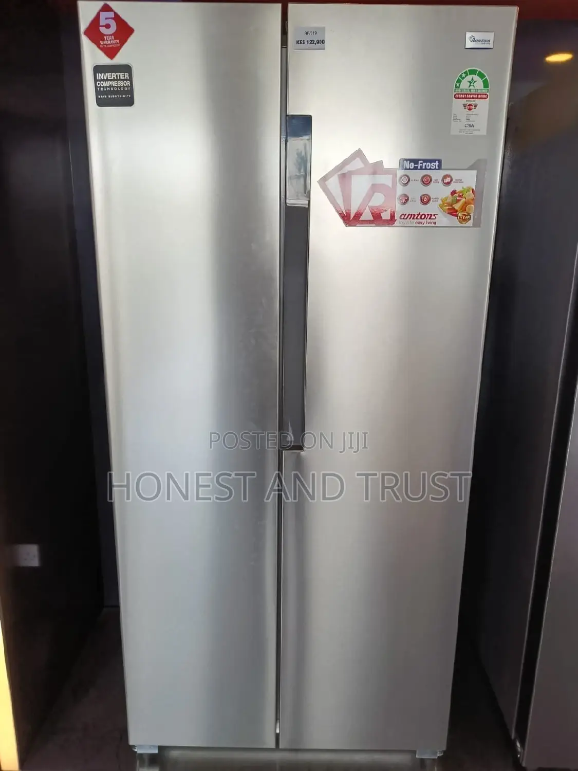 Ramtons Rf/319- 430 Liters Side by Side LED No Frost Fridge