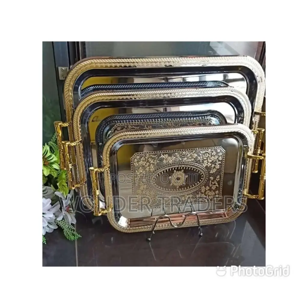 Generic Set of 3 Stainless Steel Serving Tray Is a Classy