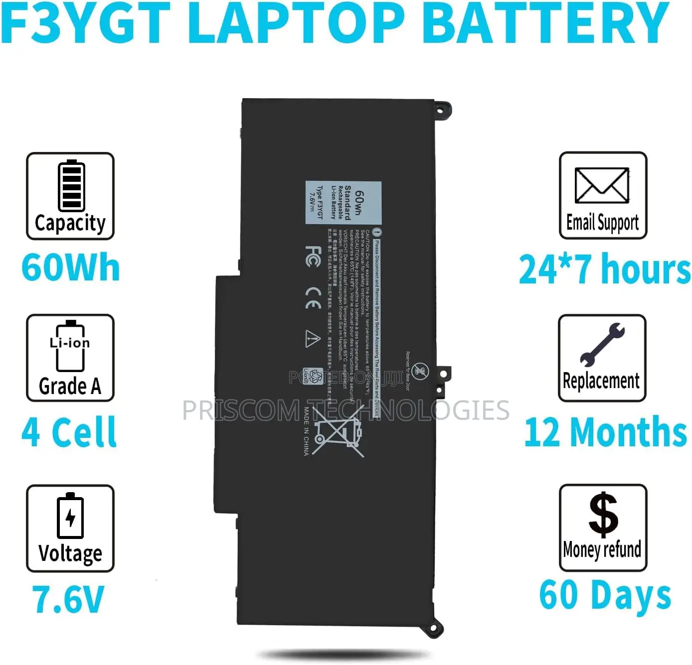 Dell Latitude 7480 7280 7490 7390 F3YGT Battery