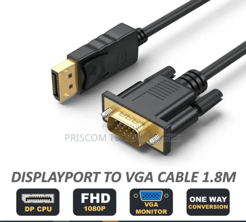 Displayport to VGA Cable 1.8m DP to VGA Adapter Converter
