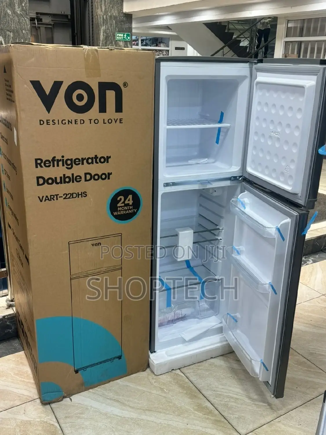 Von VART-22DHS Double Door Fridge 138L - Silver