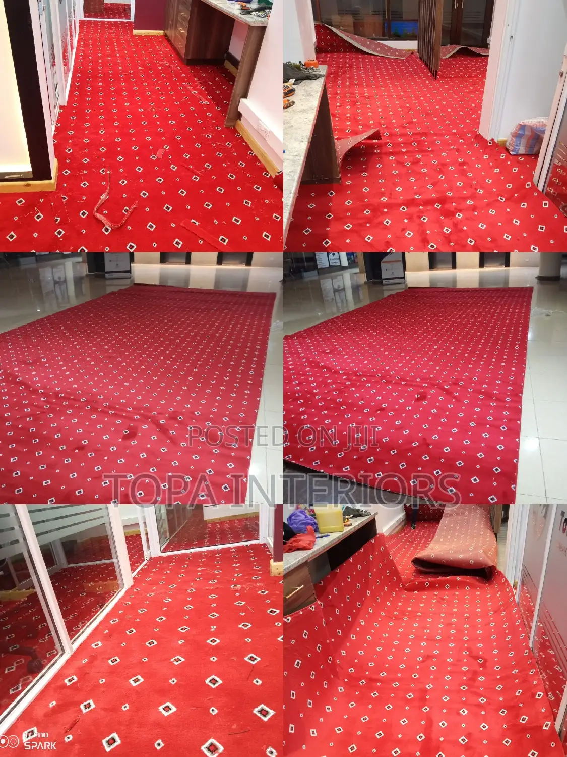 Dotted Red Carpets for Executive Office Floor Insulation