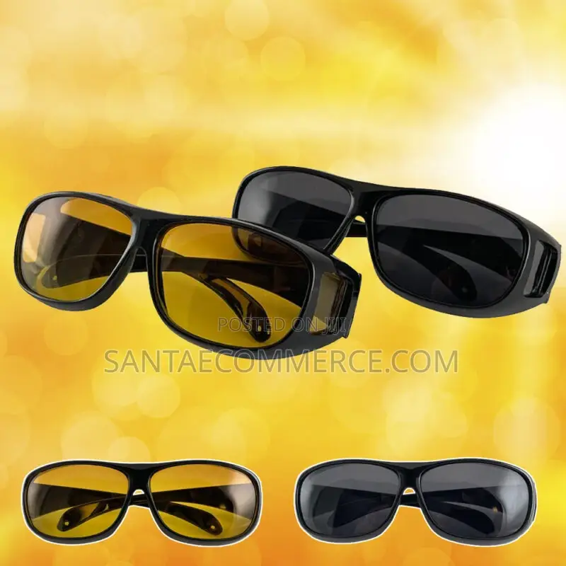 2 PCS HD Vision Wraparound Day And Night Vision Driving Glas