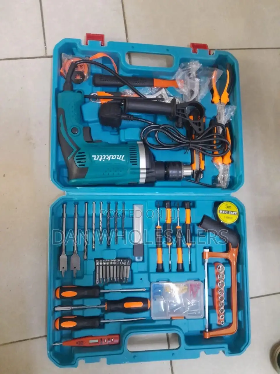Makita Corded Drill 47pc Tool Set 36v With 2 Batteries