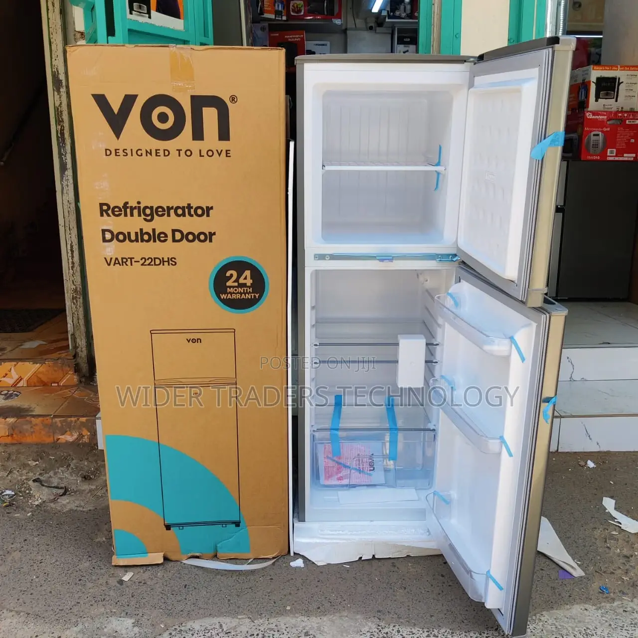 Von VART-22DHS Double Door Fridge 134L - Silver