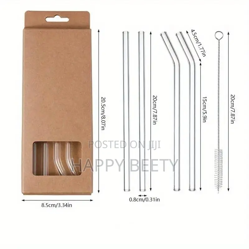 Reusable Glass Straws(4pcs)