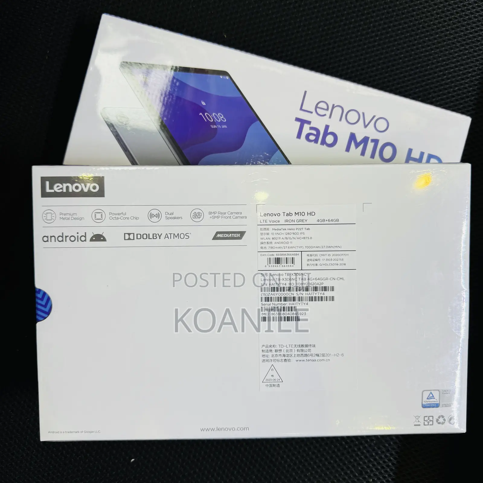 New Lenovo Tab M10 HD Gen 2 64 GB Black