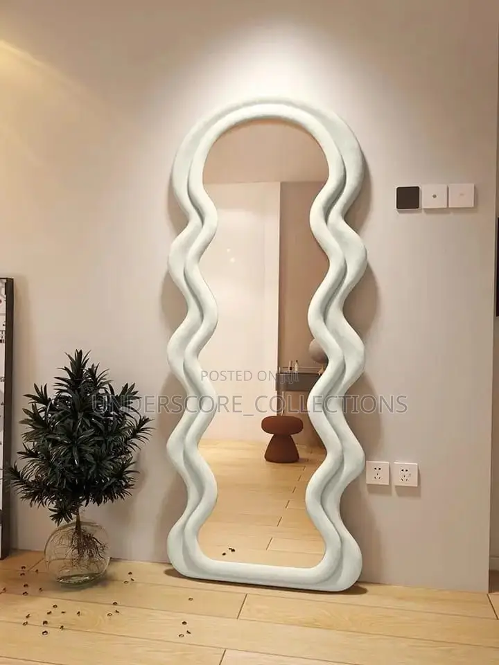 *Decor Mirror Wavy Blocks Modern Decorative Frame Mirror *