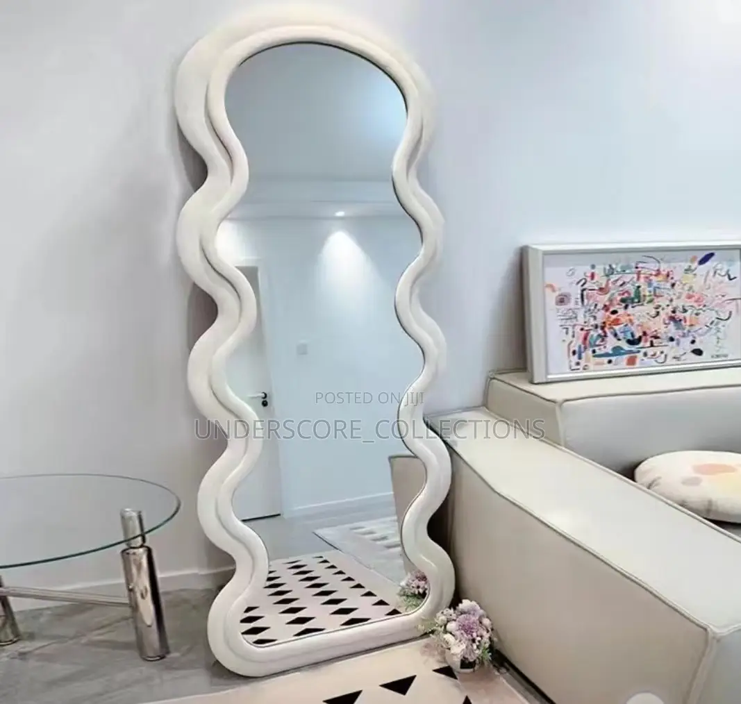 *Decor Mirror Wavy Blocks Modern Decorative Frame Mirror *