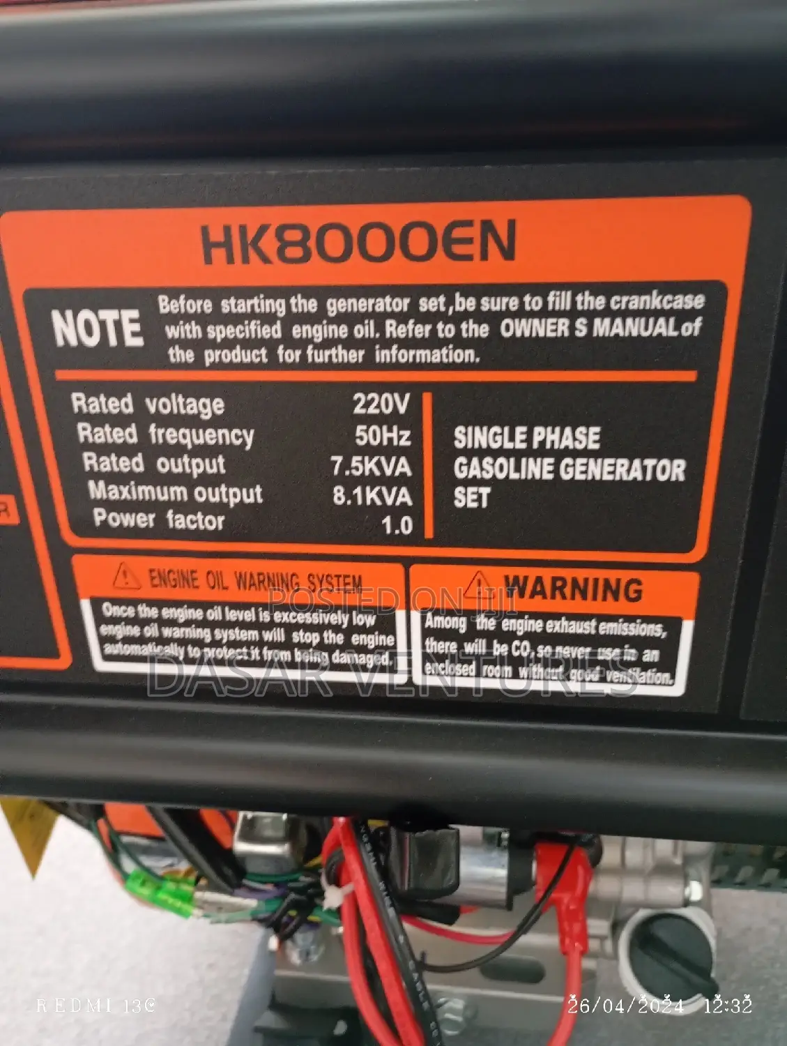Generator - Hk 8000en 8.1kva