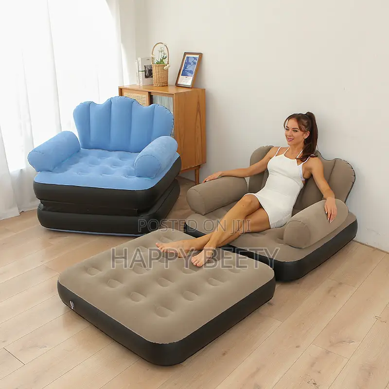 *5 in 1 Inflatable Couch Lazy Sofa Bed With L-Shaped Armrest