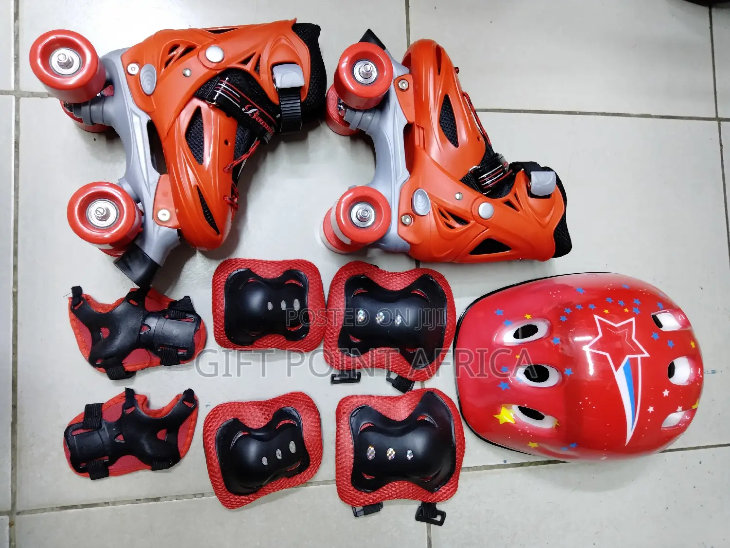 Red Full Set Four Wheel Skates for Kids (Quad Skates)