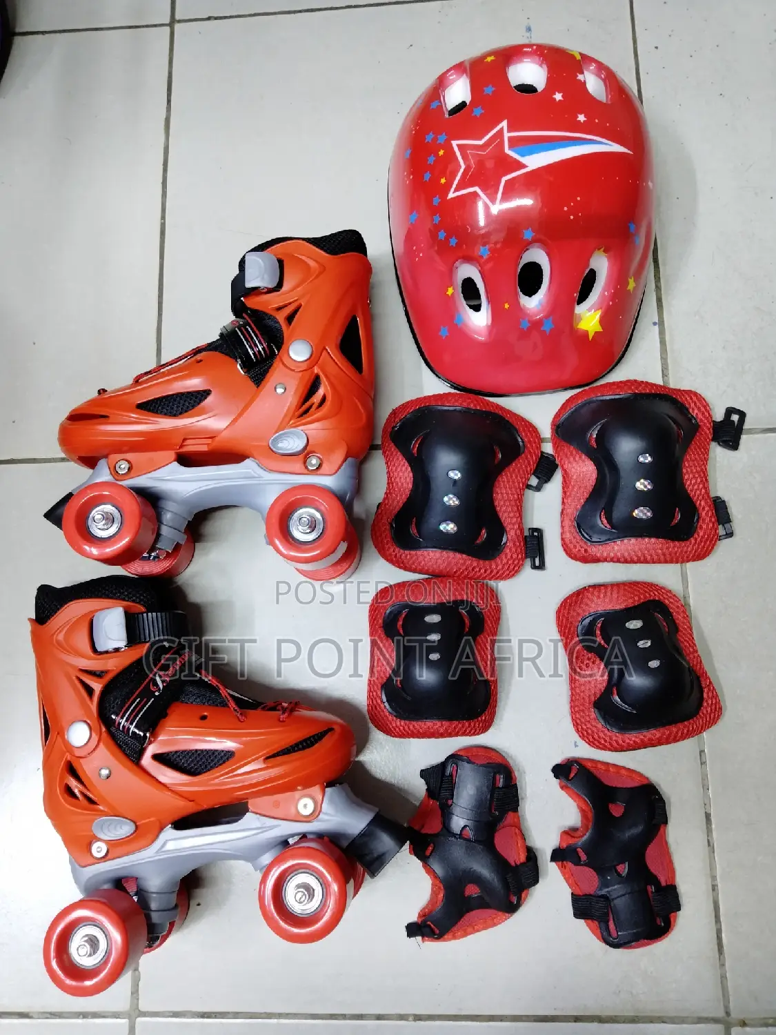 Red Full Set Four Wheel Skates Shoes (Quad Skates)