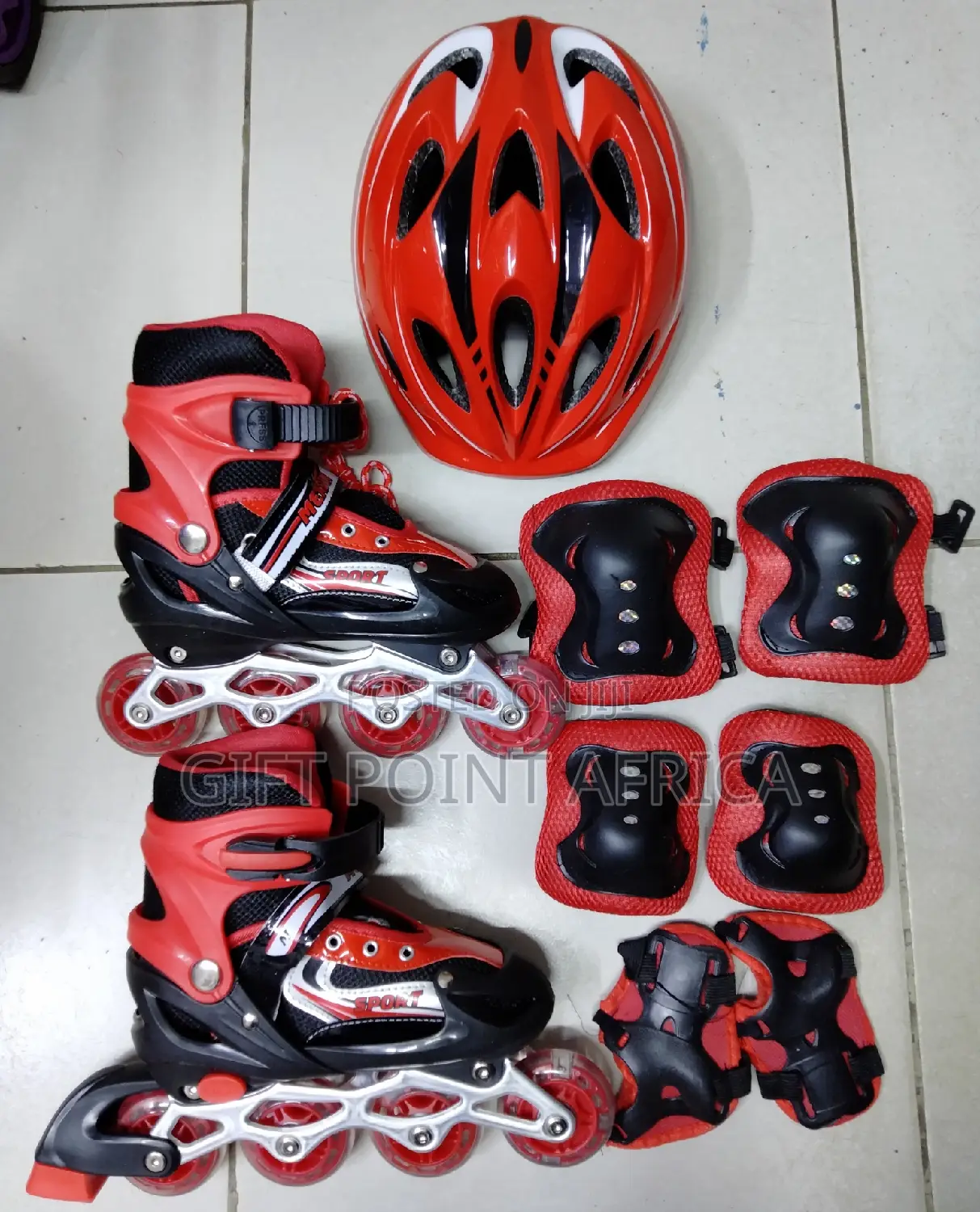 Red Full Set Roller Skates Foe Kids