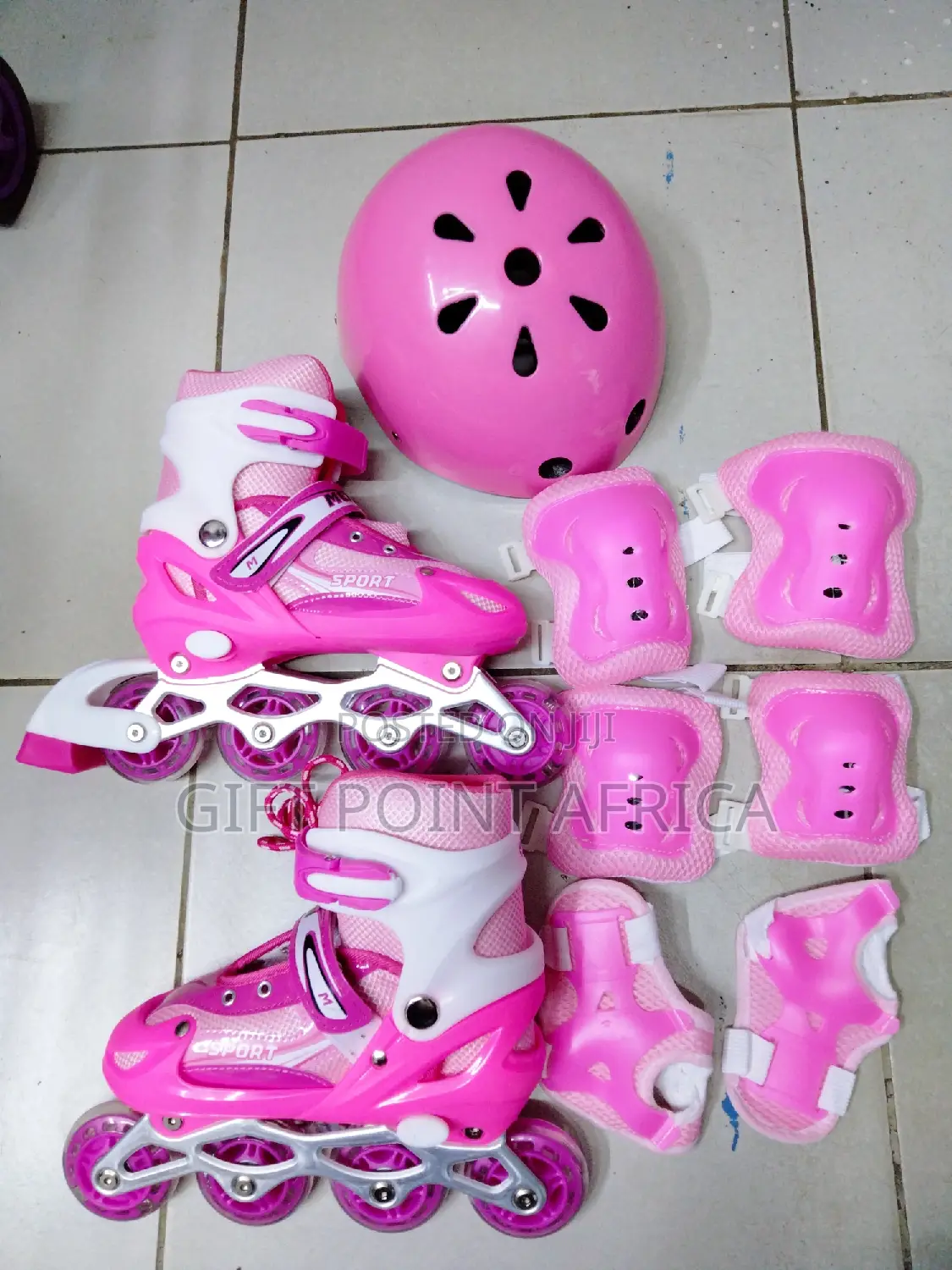 Pink Full Set Roller Skates for Kids With Hard Helmet