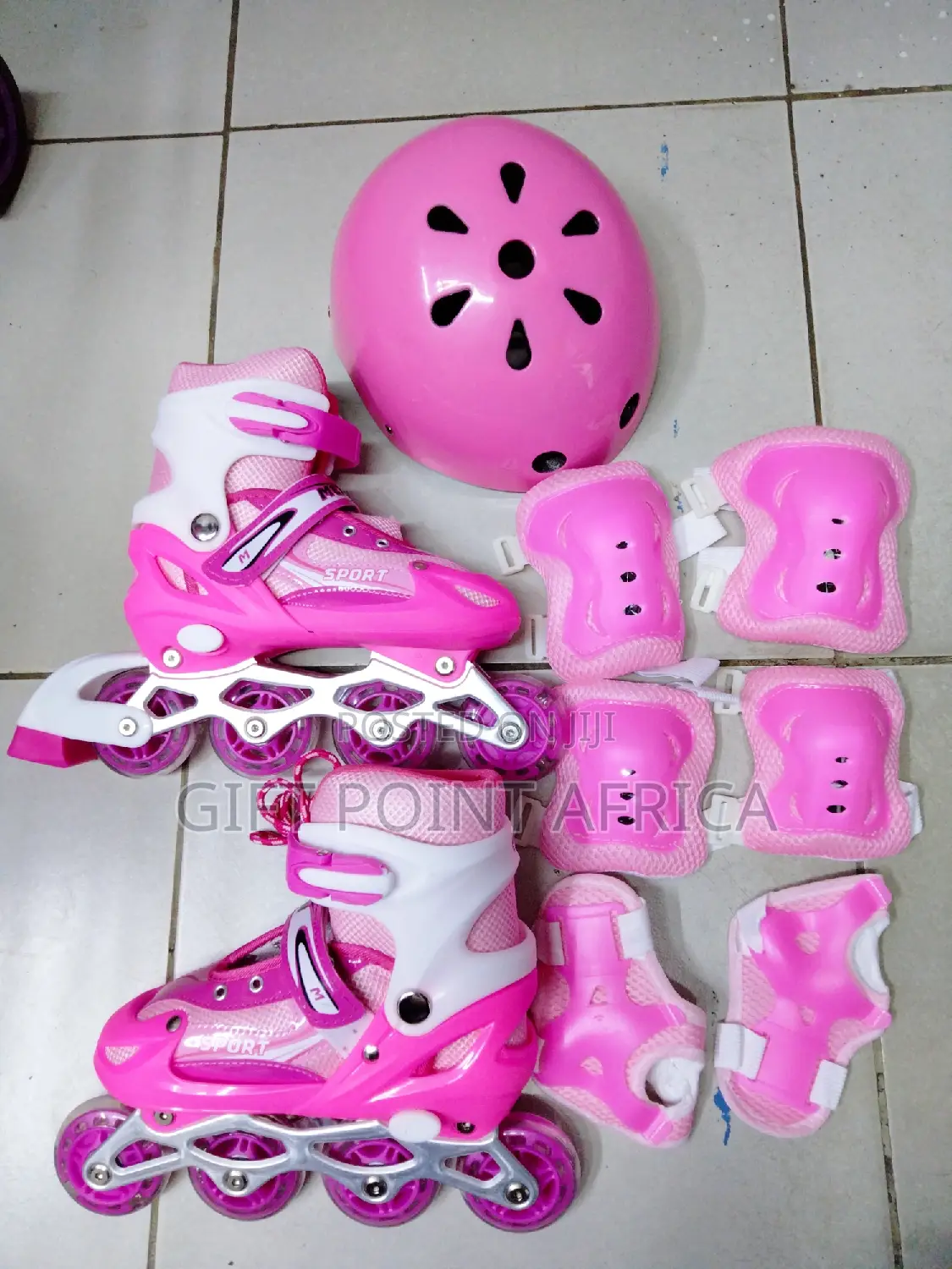 Pink Full Set Roller Skates for Kids With Hard Helmet