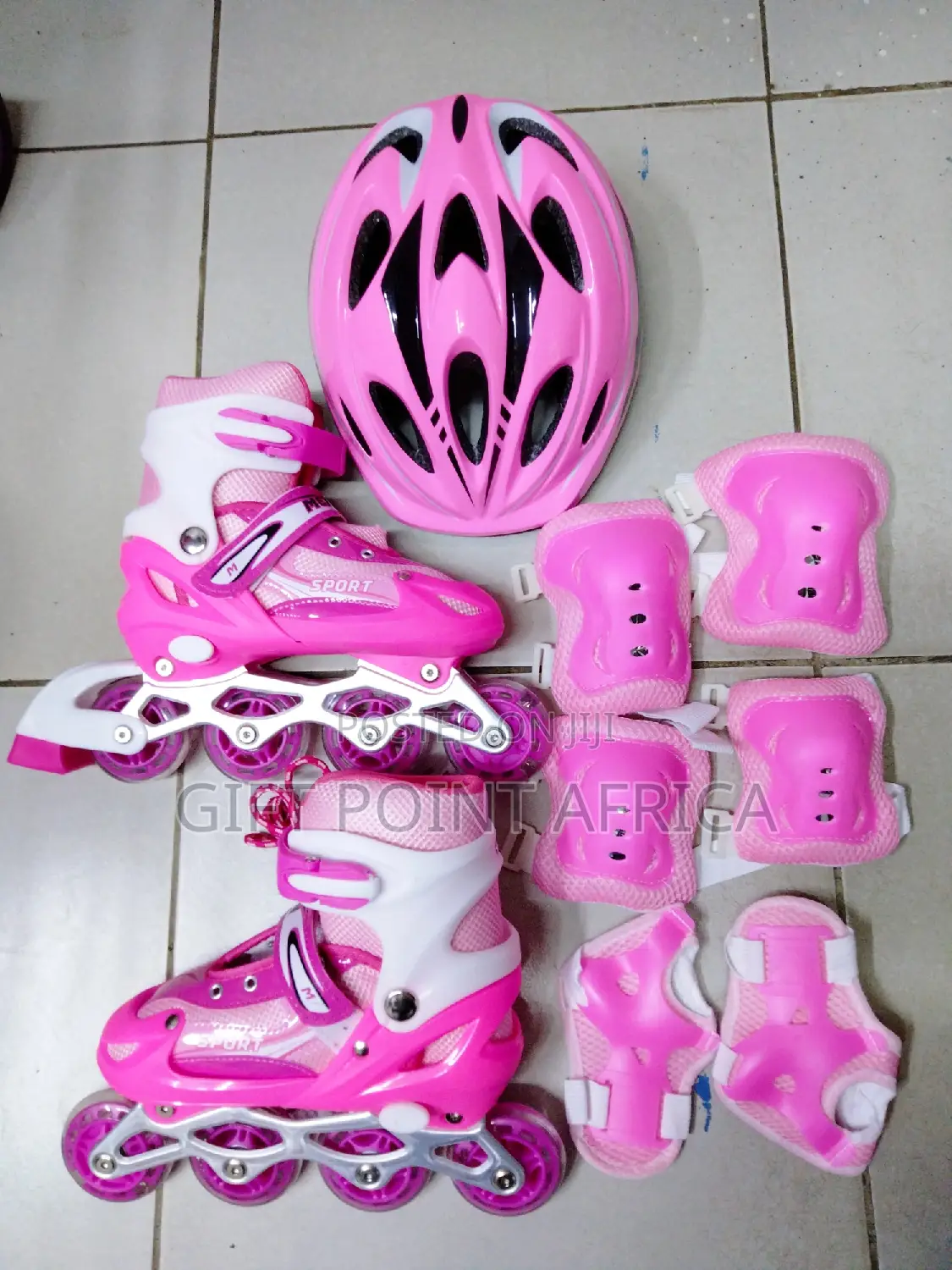 Size 31-35 Pink Full Set Adjustable Roller Skates for Kids