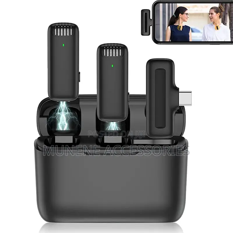 2mic USB TYPE C Wireless Lavalier Microphone Charging Case