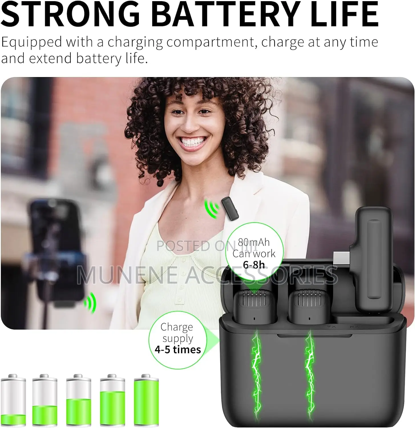 2mic USB TYPE C Wireless Lavalier Microphone Charging Case