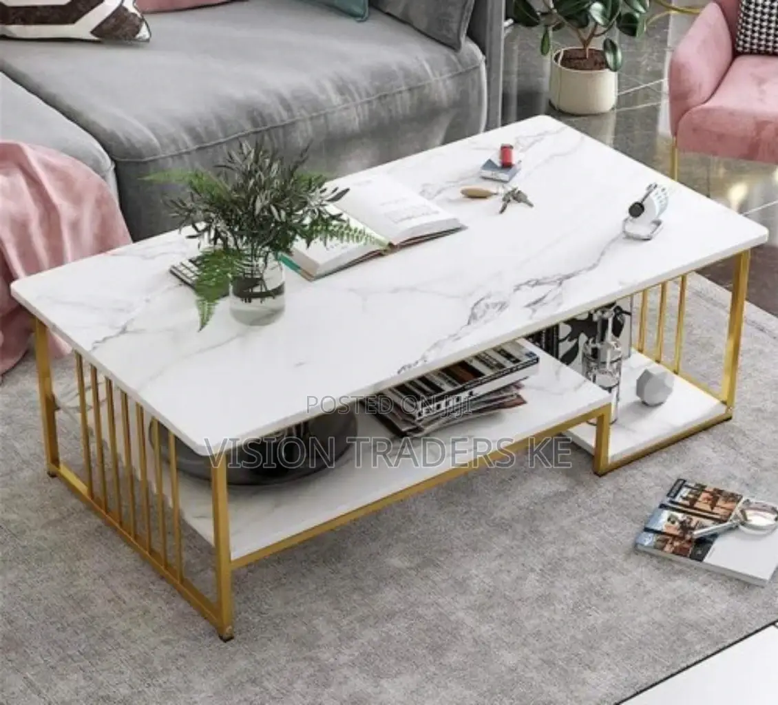 Modern Marble Effect Coffee Table White