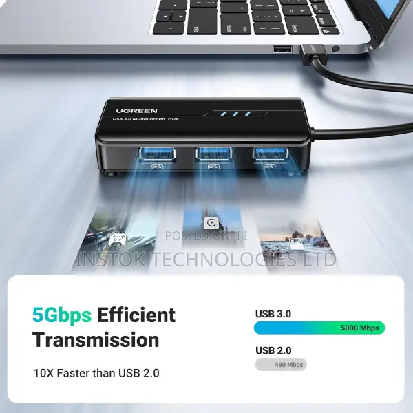 UGREEN USB 3.0 Hub Ethernet Adapter With 3 Port USB 3.0
