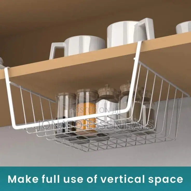 Under Shelf Storage Basket Metal Hanging Rack Desk Drawer Organizer