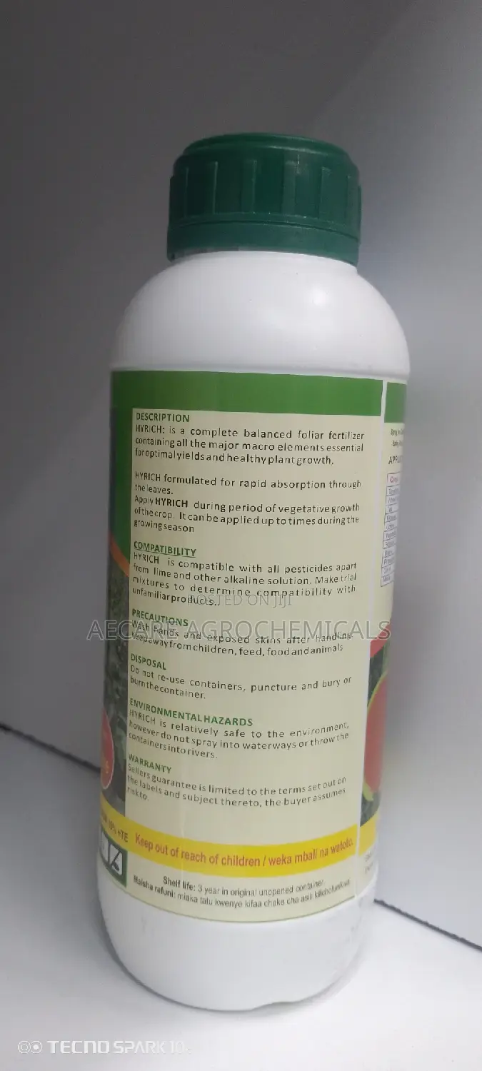 Hyrich Foliar Fertilizer N.P.K 24:24:20 + Te 1litre