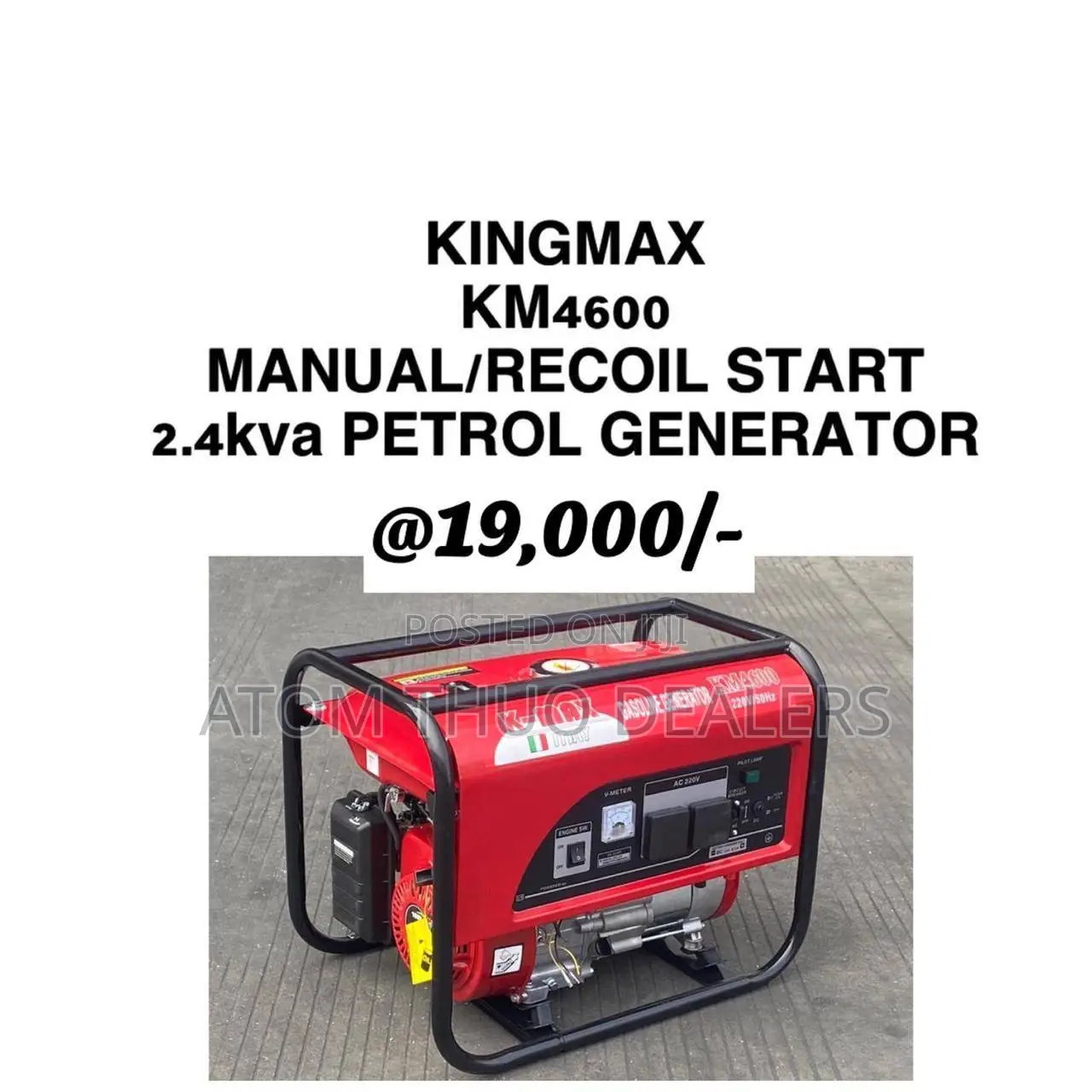 Kingmax Manual Recoil Start2.4kva Petro Generator 
