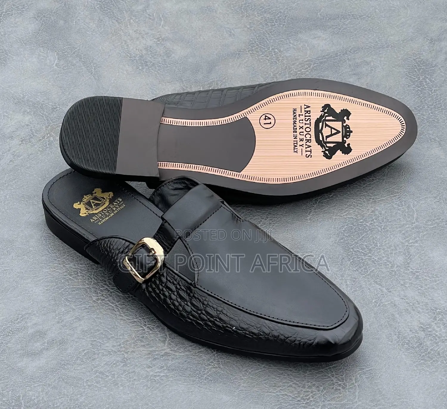 Black Mules Leather Shoes Fo Men