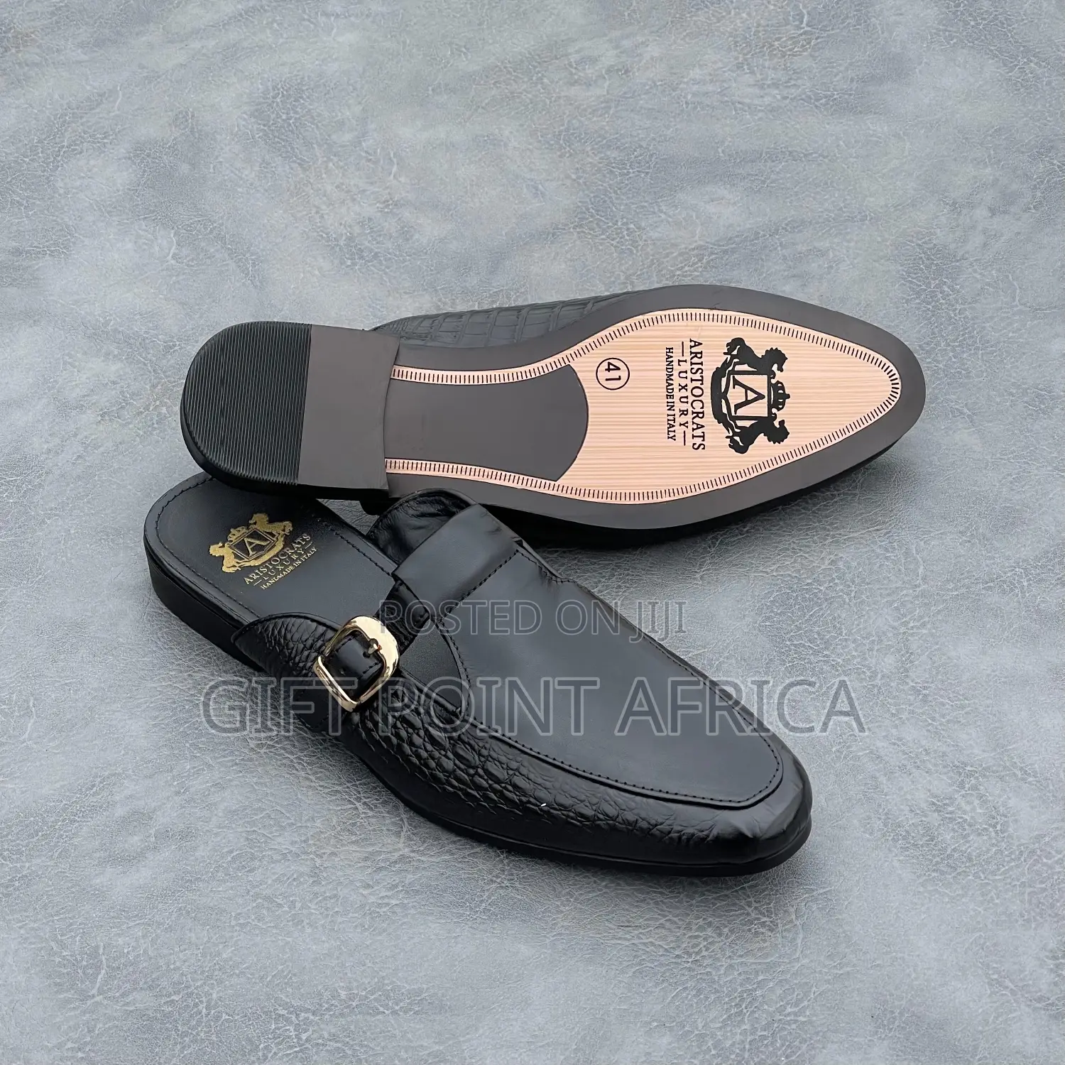 Black Mules Leather Shoes Fo Men