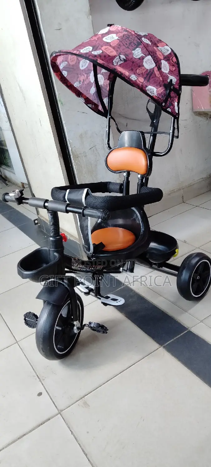 Kids Push Hand Tricycle With a Canopy for Shade