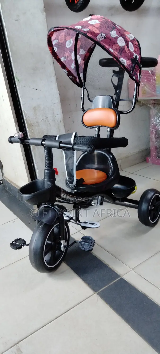 Kids Push Hand Tricycle With a Canopy for Shade